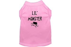 MIRAGE PET PRODUCTS Halloween Pet Dog & Cat Shirt Screen Printed, "Lil Monster" Light Pink XS (0-3 lbs.)