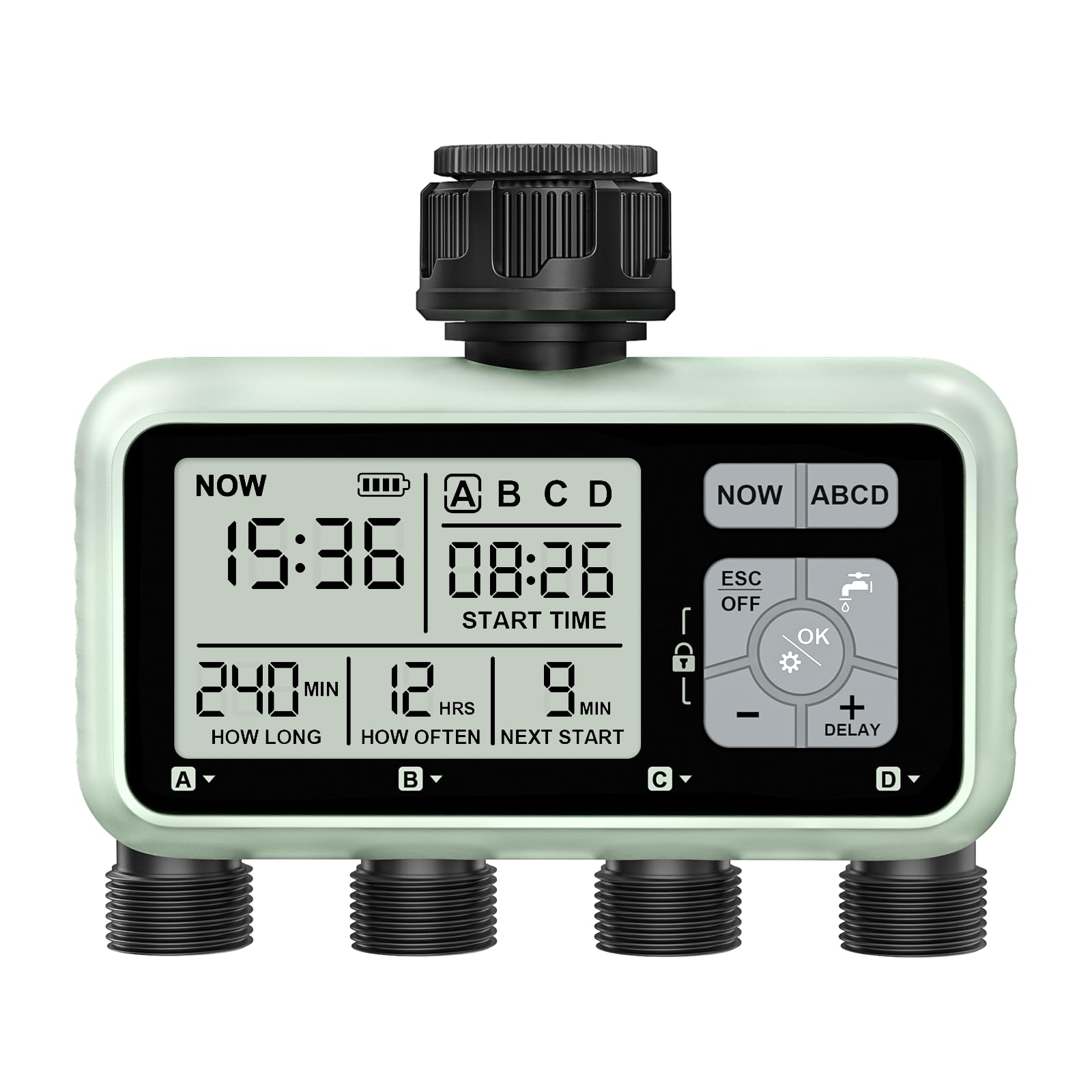 Photo 1 of Watering Timer 4 Zone, Sprinkler Timer,Programmable Garden Outdoor Hose Faucet Timer with Rain Delay/Manual/Automatic Watering System,Water Hose Irrigation Timers 4 Outlet for Garden