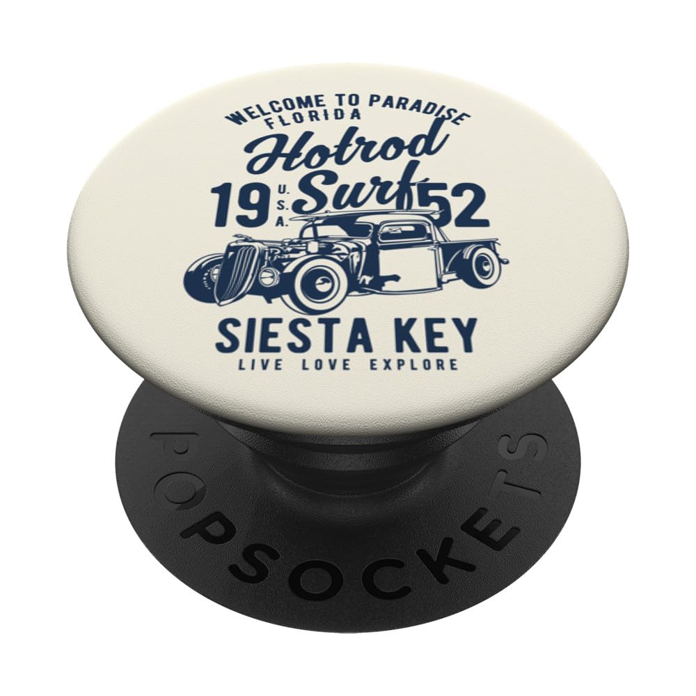 Siesta Key Florida Retro Hotrod Surf Design PopSockets Adhesive PopGrip
