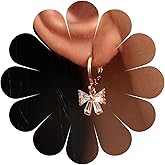 Andelaisi Boho Crystal Bow Earrings Vintage Bowknot Dangle Earrings Gold Bow Hoop Earrings Personalized Crystal