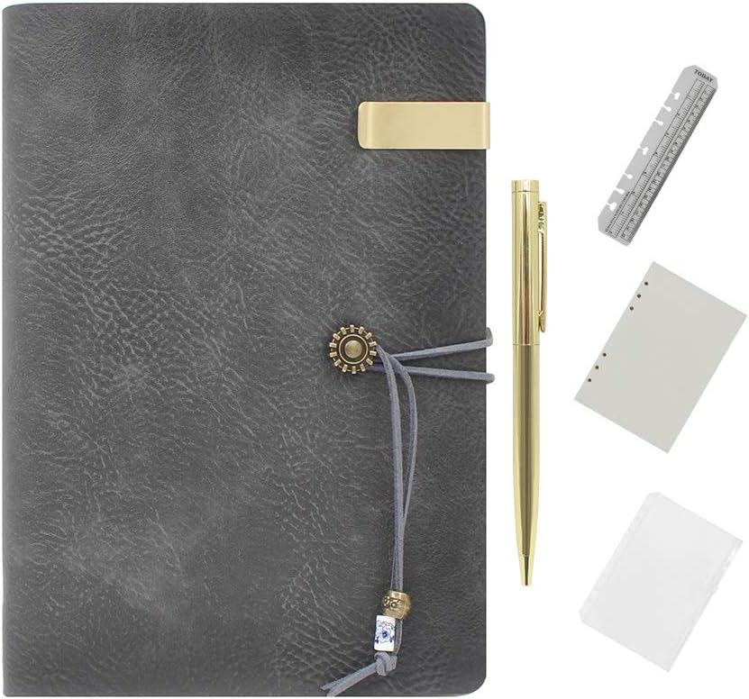 WONDERPOOL A5 Leather Diary Lined Paper Notebook & Pen