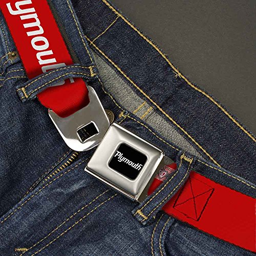 Plymouth Text Logo Red/white Seatbelt Belt