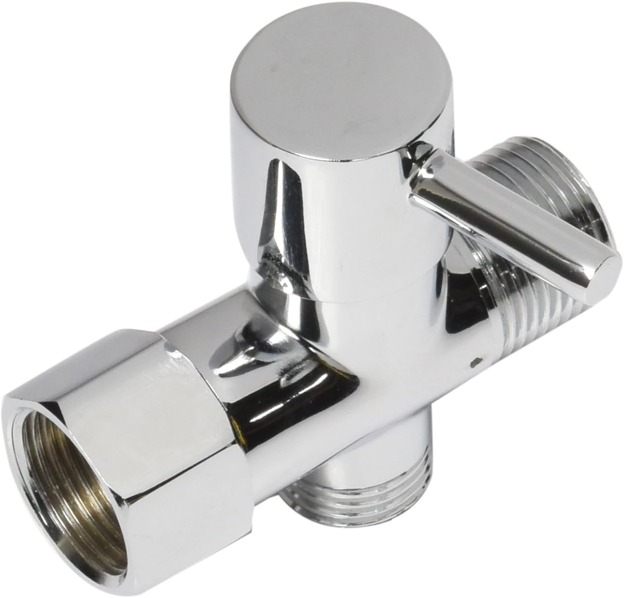 Hibbent Toilet 3-Way T-Adapter with Shut-off Valve Water Pressure Control for Bidet/Hand Sprayer/Hose - Solid Brass Chrome Finish Metal Bathroom Tee Connector for Handheld Bidet Attachment/Bidet Seat
