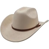 Western Cowboy Hat for Men Cowgirl Hat for Women Wide Brim Felt Fedora Hats Classic Cowboyhat with Buckle Belt