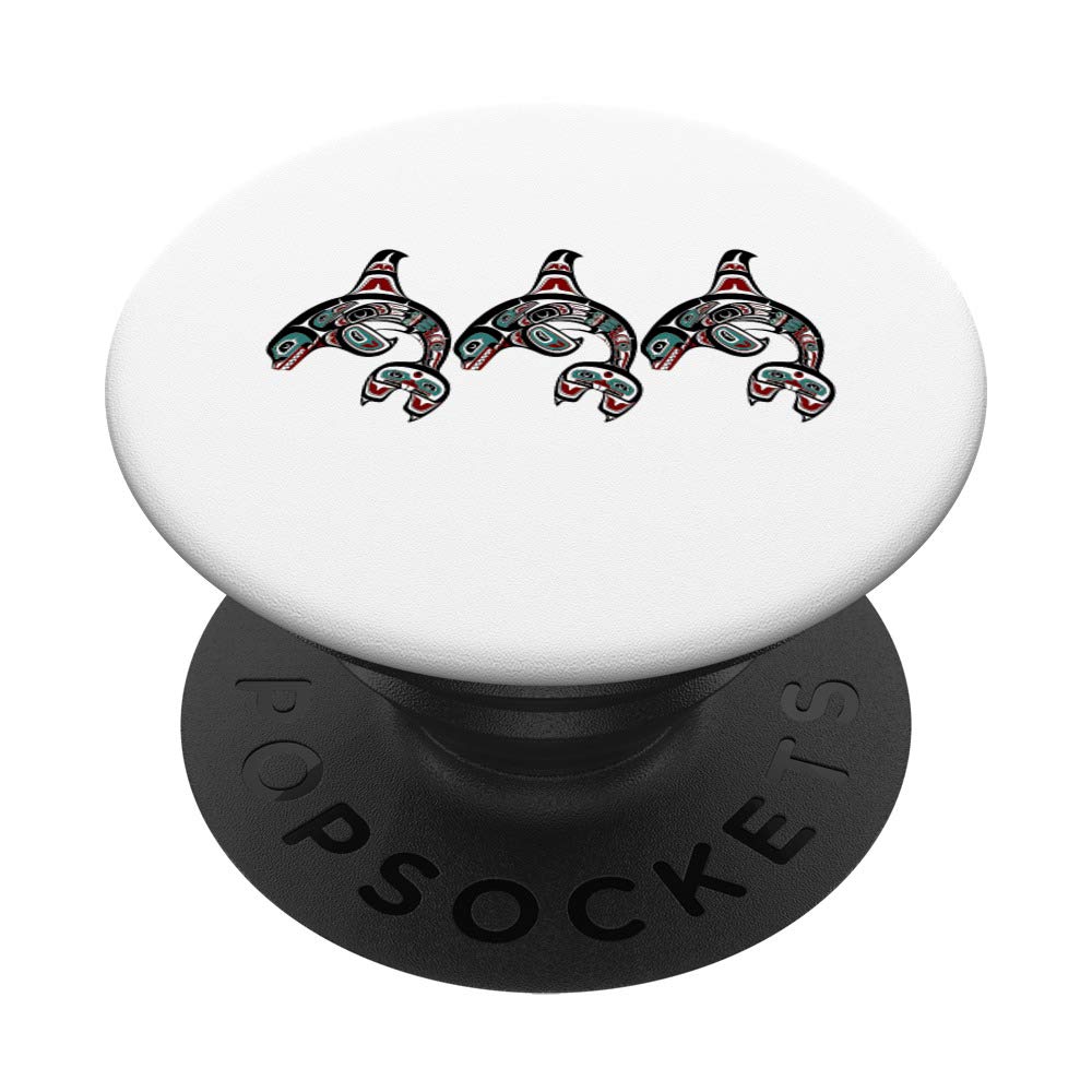 Orca Killer Whale Pacific Northwest Alaska Native American 3 PopSockets PopGrip: Swappable Grip for Phones & Tablets