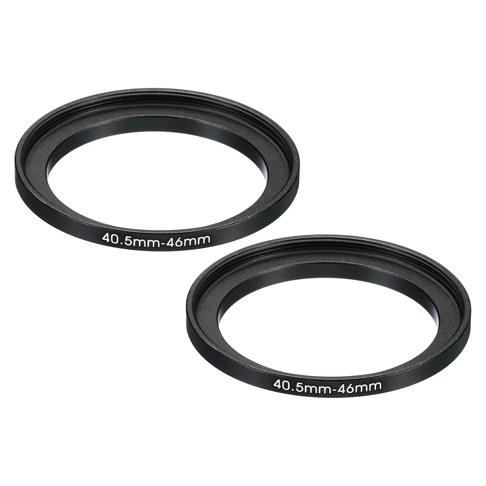 PATIKIL 40.5mm-46mm Metal Step Up Ring, 2 Pack Camera Lens Filter Adapter Ring Aluminum Filter Adapter Ring for Camera Lenses Hood, Black