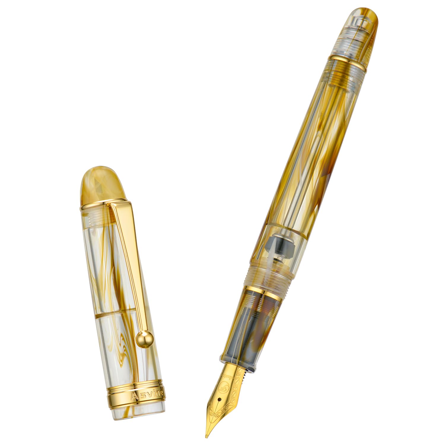 Asvine V126 Extra Fine Nib Acrylic Fountain Pen with Vacuum Fill and Gift Box - Brown — image 1