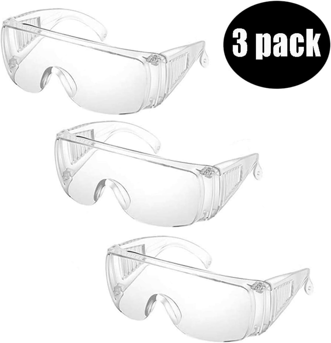 Virus Goggles Safety Protective Goggles, Crystal Clear Eye Protection,Dust-Proof Breathable Laboratory Dustproof Glassess,Splash Goggles,Medical Surgical Goggle for Unisex Use (3 PACKS Googles)