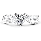 JOSHLUXE Moissanite Wedding Rings for Women 925 Sterling Silver Wedding Bands 1ct D Color VVS1 Lab Created Anniversary Rings for Her 18K White Gold Plated Size 6-8