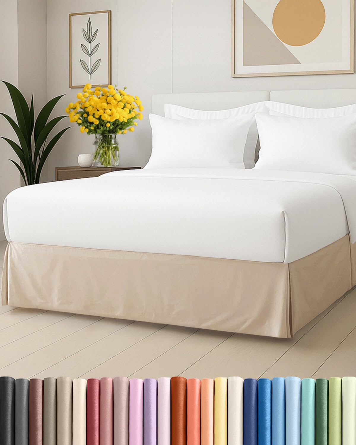 Pleated Bed Skirt Full Size - 3 Sided Pleated Bed Skirt Full - Ultra-Soft, Easy Fit with 18 Inch Tailored Drop - Hotel Quality, Wrinkle Free & Fade Resistant - for Women, Men, Kids & Teens - Cream