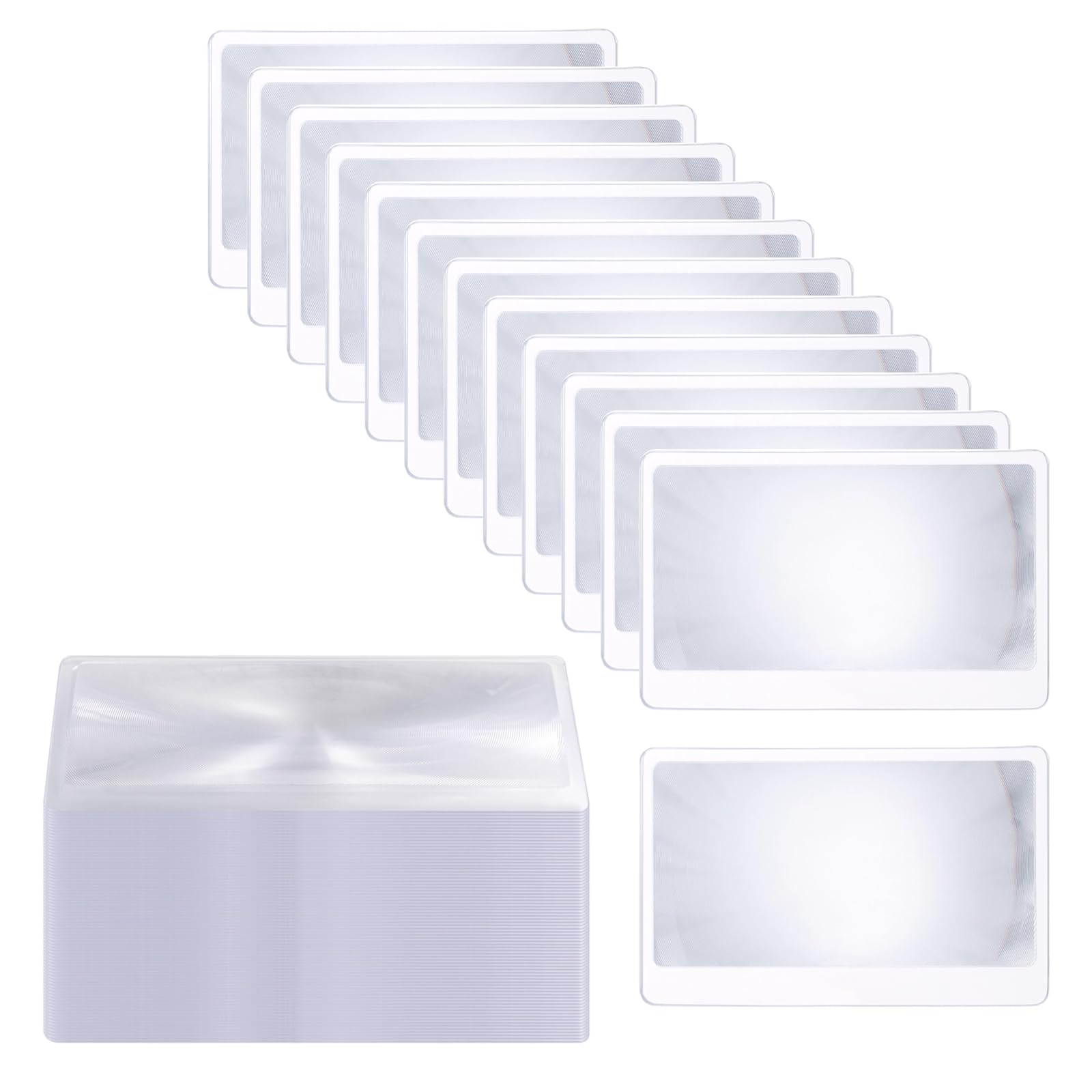 Photo 1 of 100 Pieces Thin Fresnel Lens, Credit Card Size Pocket Magnifier, Portable Magnifying Lens for Reading, 3.3 x 2.2 Inches Magnifying Lens Cards (100)