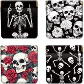 Peacoblue Skeleton Coin Purse for Women,PU Leather Squeeze Coin Pouch 4PCS | Novelty Coin Pouches, Black Skeleton Pattern, Compact Change Purse for Women, Teens, Halloween & Everyday Use