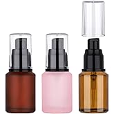 Segbeauty 1oz Frosted Glass Travel Bottles for Toiletries in Mixed Color, 3 Pack Empty Travel Size Pump Bottle Cream Lotion Container, 30ml Small Refillable Makeup Pump Dispenser Cosmetic Containers