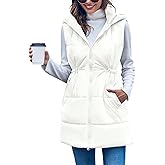 Inorin Womens Quilted Puffer Vests Hooded Sleeveless Long Outwear Jacket Zip Up Winter Coat with Pockets