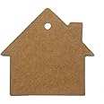 LWR CRAFTS 100 Hang Tags House with Jute Twines 100ft (2 3/8" x 2 1/8", Kraft)