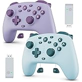 Wireless Switch Controller for Switch/Switch 2/Lite/OLED/PC Controller with 2.4G Adapter, 2 Pack Switch Controller with Hall Joysticks & Hall Triggers, Switch Pro Controller with Wake-up, 2 Back Programmable Buttons, Turbo Function