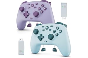 BOOWEN Wireless Switch Controller for Switch/Switch 2/Lite/OLED/PC Controller with 2.4G Adapter, 2 Pack Switch Controller with Hall Joysticks & Hall Triggers, Switch Pro Controller with Wake-up, 2 Back Programmable Buttons, Turbo Function