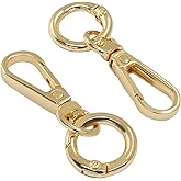 ISDVBUY 2 Pcs Swivel Snap Hooks with Key Rings, Opening Metal Swivel Lobster Claw Clasps for Key Chain Clip, Lanyard, DIY Crafts, Jewelry Making, Bags and Accessories(Gold)