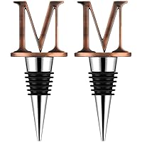 Wine and Beverage Bottle Stopper With Gold Finish,Reusable Plug,Initial