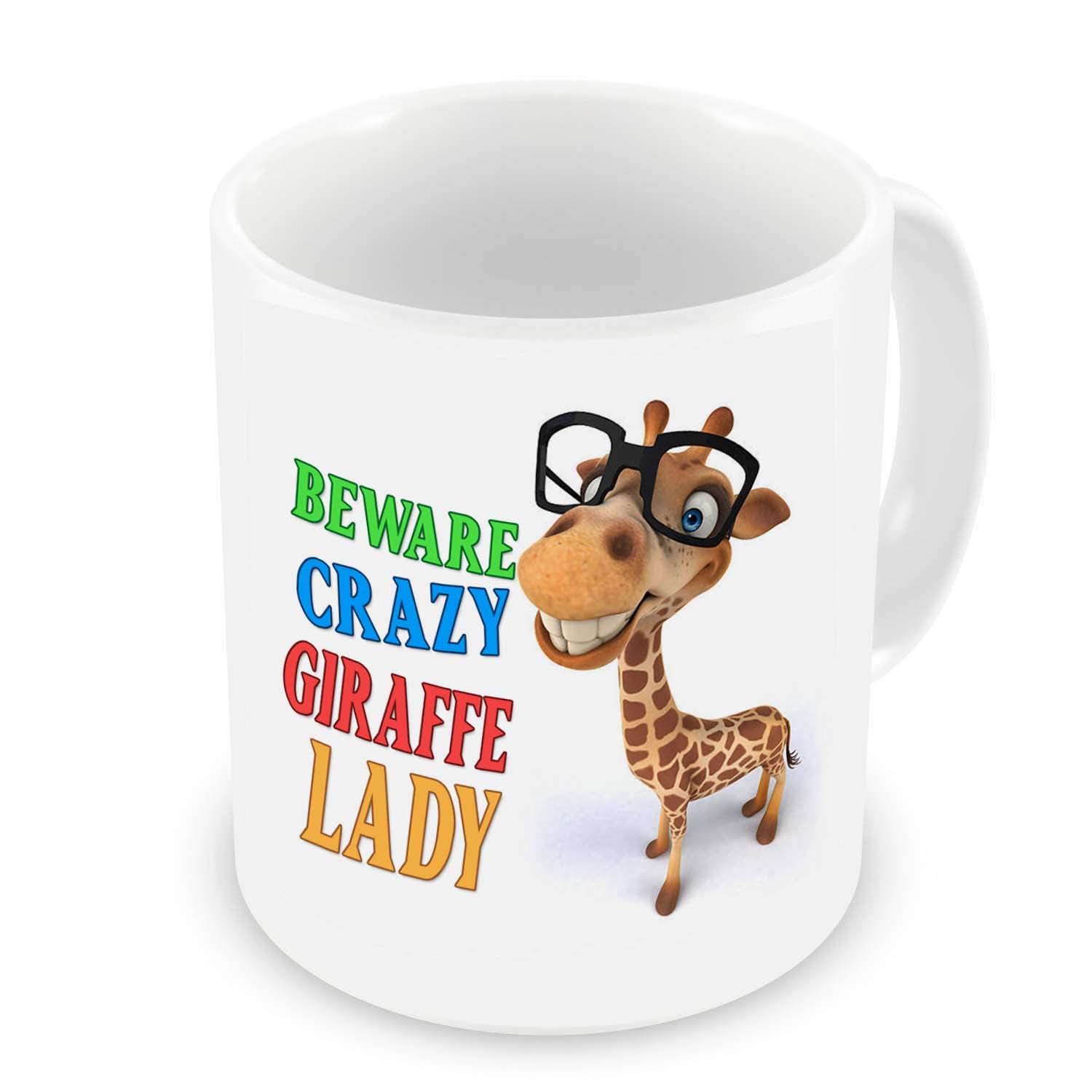 GrassVillage Funny Giraffe Mug – Crazy Giraffe Lady – Animal Lover Gift for Her, Women, Mum, Sister, Friend – Birthday, Christmas, Mother’s Day, Secret Santa – 11oz White Ceramic Coffee Cup