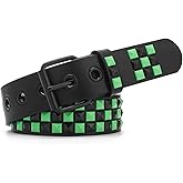SNCEAW Studded Belt, Metal Punk Rock Rivet belt with Bright Pyramid Studded for Women Men