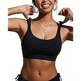 Women Sports Bra Swim Top - Swim Bra Bikini Tops Scoop Neck Bathing Suits Top Cross Strap 2025 Swimsuit Tops Only