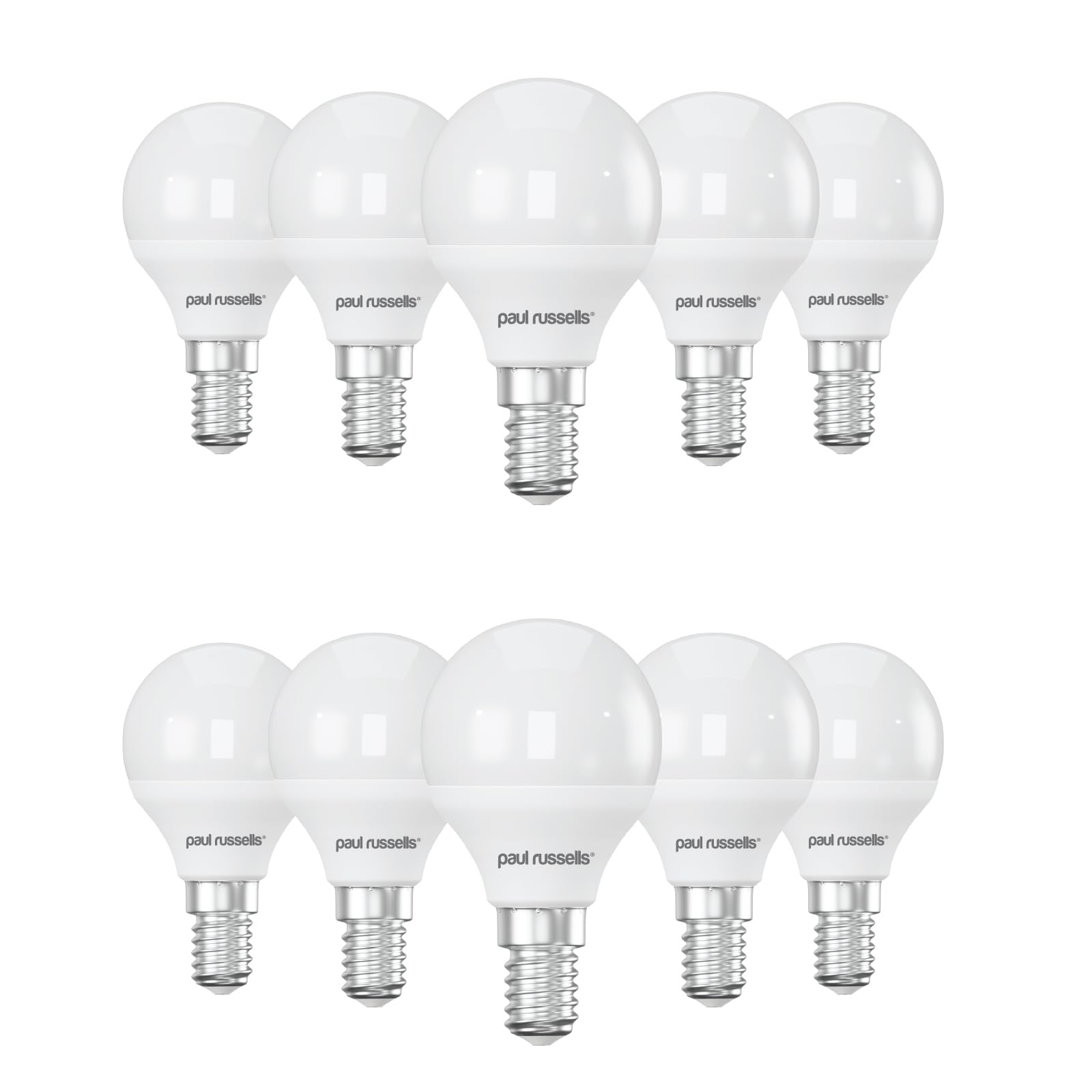 paul russells LED Light Small Edison Screw E14, 60w Equivalent, 6.5W 806LM LED Bulbs, 6500K Bright Daylight, Mini Globe Frosted G45 SES Golf Ball Energy Saving (Not Dimmable) Lightbulbs, Pack of 10