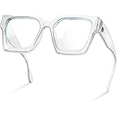 livho Oversized Eyewear Frame for Woman and Men - Rectangle Fashion Glasses for Computer, Chic Preppy Frame