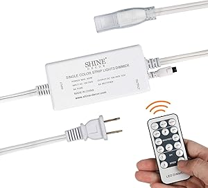 Shine Decor Brightness Dimmer Controller Pack, 100V-240V for 6X10mm Single Color LED Strip Lights Only