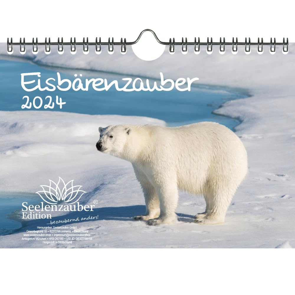 Eisbärenzauber DIN A5 Wall Calendar for 2024 Polar Bear Seelenzauber