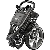 KVV 3 Wheel Golf Push Cart Ultra Lightweight Smallest Folding Size, New-Version Scorecard Holder