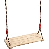 KINJOEK 15.8 x 6.3 Wooden Swing, Hanging Wooden Tree Swings Seat Adjustable 48 to 83 Inches Cable, 220 lbs Capacity Birch Wood Durable, Sturdy Swings for Adult Kids Children Garden, Yard, Indoor Use