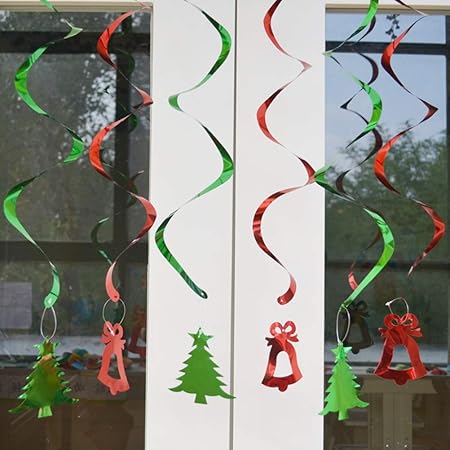 Bestoyard 12pcs Christmas Hanging Swirl Decorations Christmas Tree