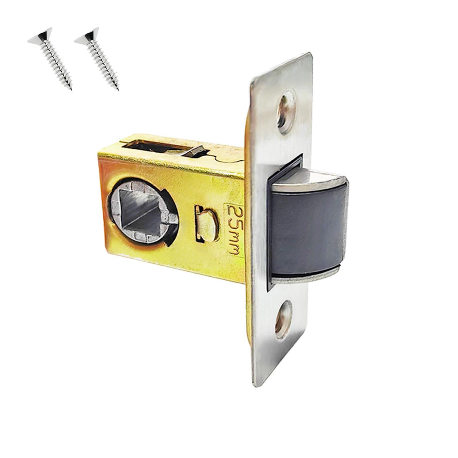 Qrity 1 PCS Tubular Latch 25mm Forked Mortice Latch with Stainless Steel Panel, Tubular Mortice Latch for Lever Door Handles Internal Door Handles — image 1