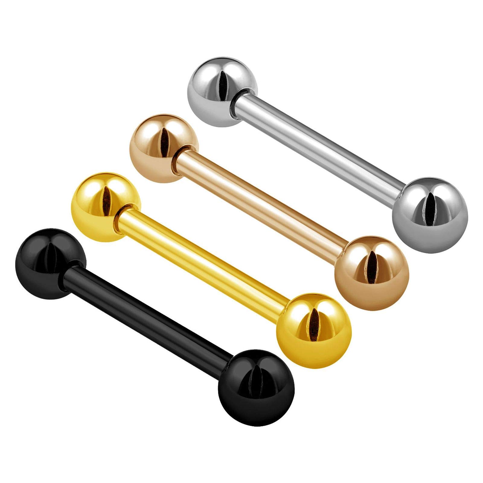 4PCS Stainless Steel Anodized Black Barbell Stud 16g 3/8 10mm 3mm Ball Cartilage Helix Earrings Daith Piercing Jewellery 0679