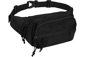 WATERFLY Fanny Pack Waist Packs: Crossbody Belt Bag Fanny Packs for Women Men with 5 Zipper Pockets Adjustable Strap Waist Ba