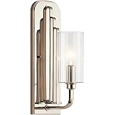 Kichler Kimrose Wall Sconce, 1 Light in Polished Nickel with Clear Fluted Glass, 14" H x 4.5" W, 52415PN