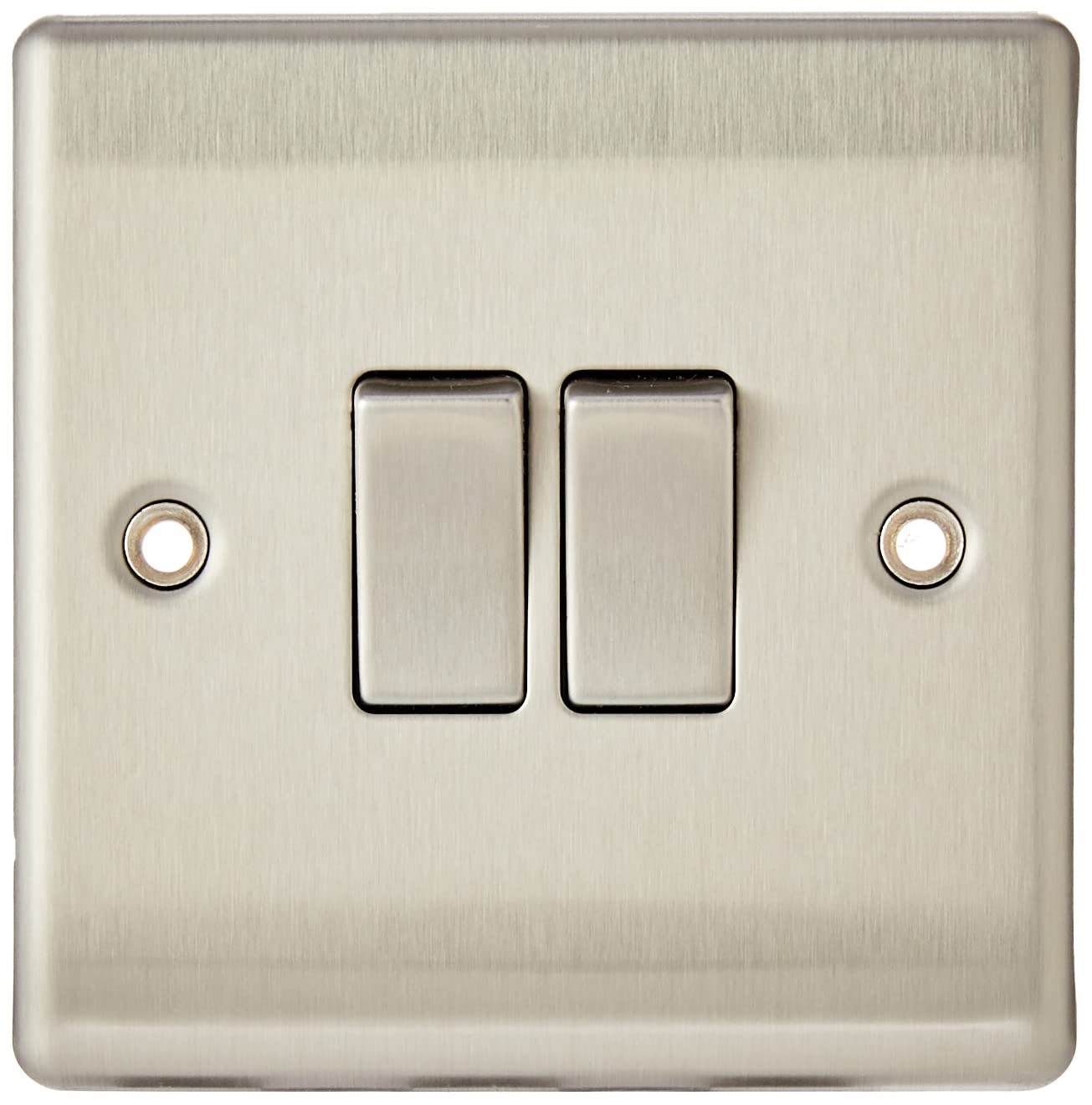 Pack of 5 x BG Nexus Metal NBS42 Light Switches Twin/Double / 2 Gang 10 Amp SP 2 Way (Brushed Steel)
