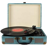 Vinyl Record Player 3 Speed Wireless Turntable with Built-in Speakers and USB Belt-Driven Vintage Phonograph Portable Bluetoo