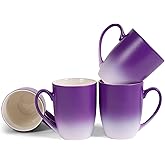 Elanze Designs Purple White Two Toned Ombre Matte 12 ounce Ceramic Stoneware Coffee Cup Mugs Set of 4