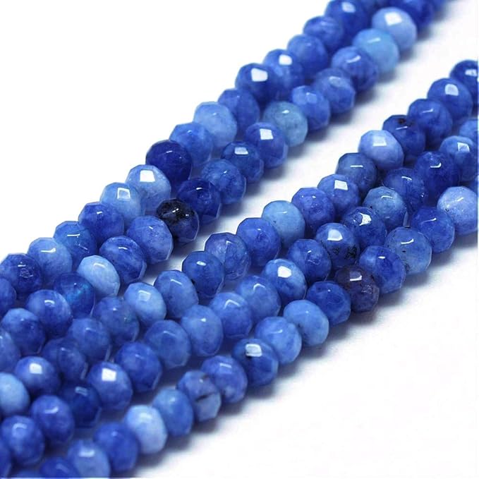 Perlin - 30stk Edelstein Achat Perlen Blau 4mm Rondell Facettiert Natursteine, Halbedelstein, Schmuckstein, Schmuckperlen für