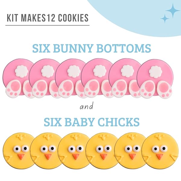 SWEETS INDEED EASTER SILICONE OREO MOLD WITH CANDY SPRINKLES AND SHAPES BUNNY TAILS EYES BEAKS DECORATES 12 COOKIES PERFECT FOR BAKING AND COOKIE DECOARTING 1.03 OUNCES (EASTER)