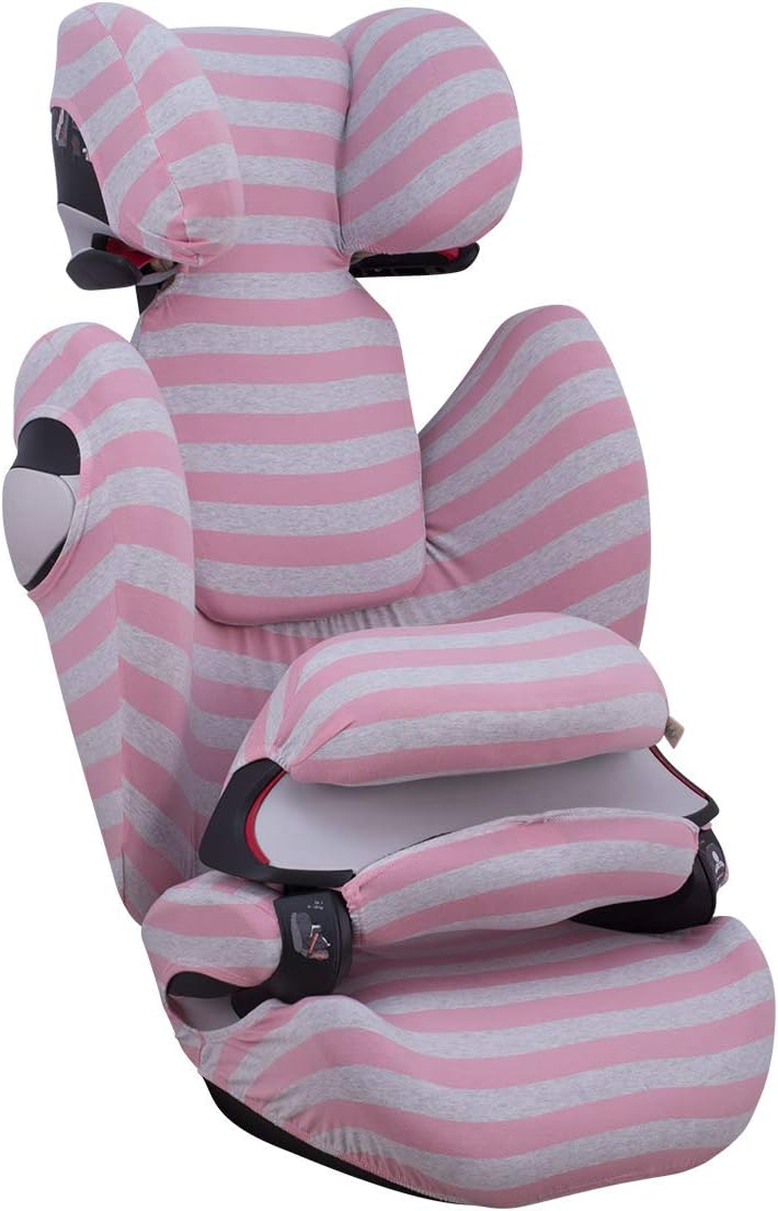 JYOKO KIDS Funda de algodón para silla de coche compatible con Cybex Pallas M - S Fix y Pallas B - Fix (Pink Island) - Image 4