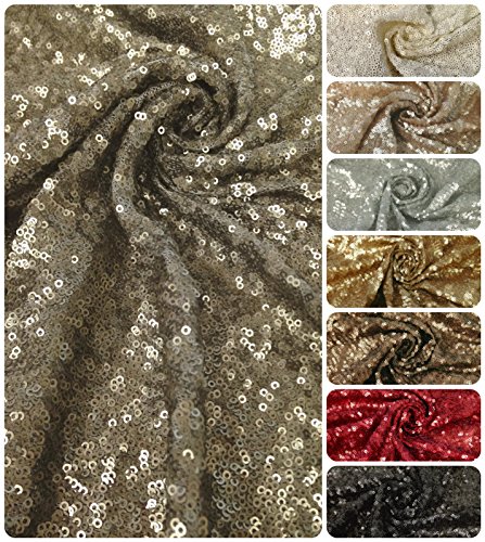 3mm Micro Mini Matte Overlapping Sequins on Nylon Mesh Fabric By the Yard (Stone)