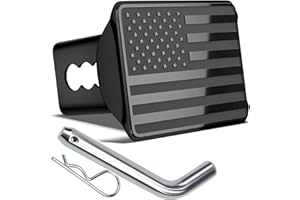 OGYE Heavy American Flag Metal Trailer Hitch Cover for 2 Inch Receivers (with Trailer Hitch Pin & Clip),Black