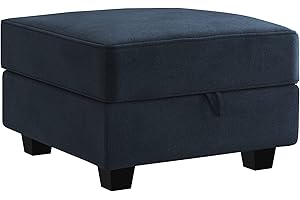 HONBAY Ottoman Module for Modular Sectional Sofa, Storage Ottoman Square Ottoman Bench for Living Room, Velvet Dark Blue