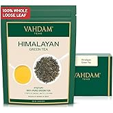 VAHDAM, Himalayan Green Tea Leaves (50+ Cups, 3.53 Oz) Non GMO, Gluten Free | High Elevation Grown Green Tea Leaves From Himalayas | Pure Unblended Single Origin Green Loose Leaf Tea | Vacuum Sealed