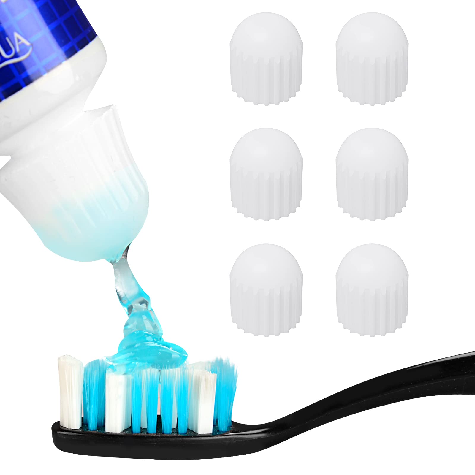 Linkidea 6 Pcs Self Closing Toothpaste Caps for Kids Adult, Silicone No Waste Toothpaste Saver Cap Dispensers (White)