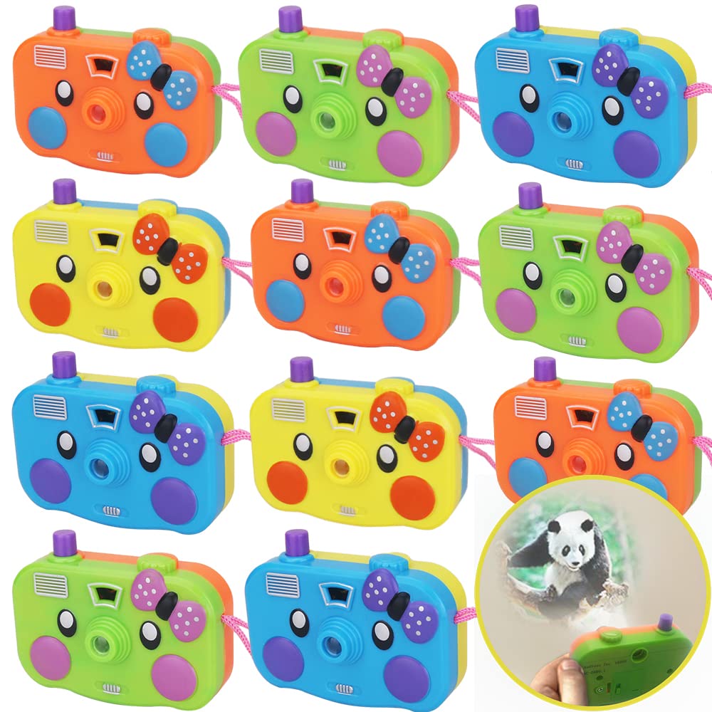 ArtCreativity 12Pcs Kids Toy Camera Projector with Images in Viewfinder - Battery Operated Toddler Camera for Kids with Wild Animal Slides, Kids Birthday Party Favor, Safari Party Favors