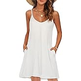 Fyxla Womens Swimsuit Cover Up Summer Spaghetti Strap Casual Bathing Suit, Sleeveless Beach Sundresses Dress with Pokets